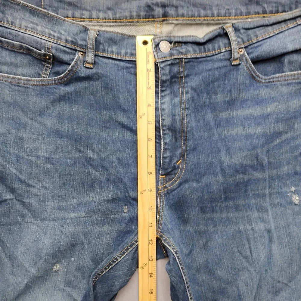 Levis Mens 541 Athletic Taper Medium Wash Blue Jeans 44x32 Distressed